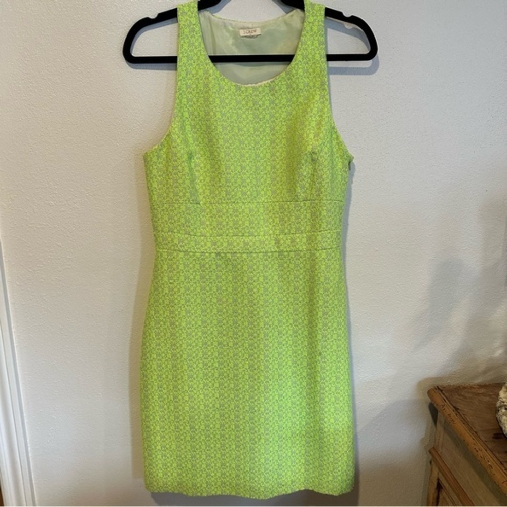 J. Crew Classic Structured Sheath Dress in Vibrant Green Textured Tweed